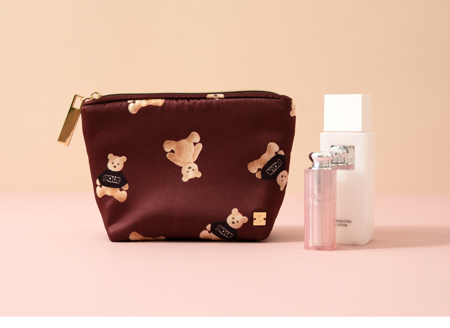 Japanese Style Cuddly Cute Cartoon Bear Mini Cosmetic Bag - 3-in-1 Lipstick & Sanitary Pad Storage Pouch