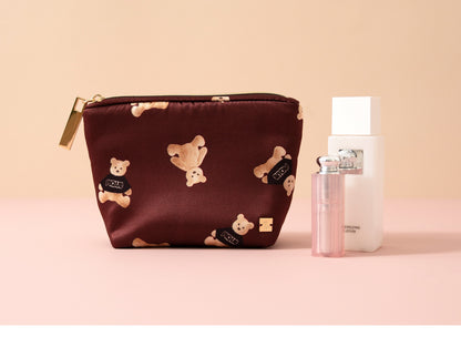 Japanese Style Cuddly Cute Cartoon Bear Mini Cosmetic Bag - 3-in-1 Lipstick & Sanitary Pad Storage Pouch