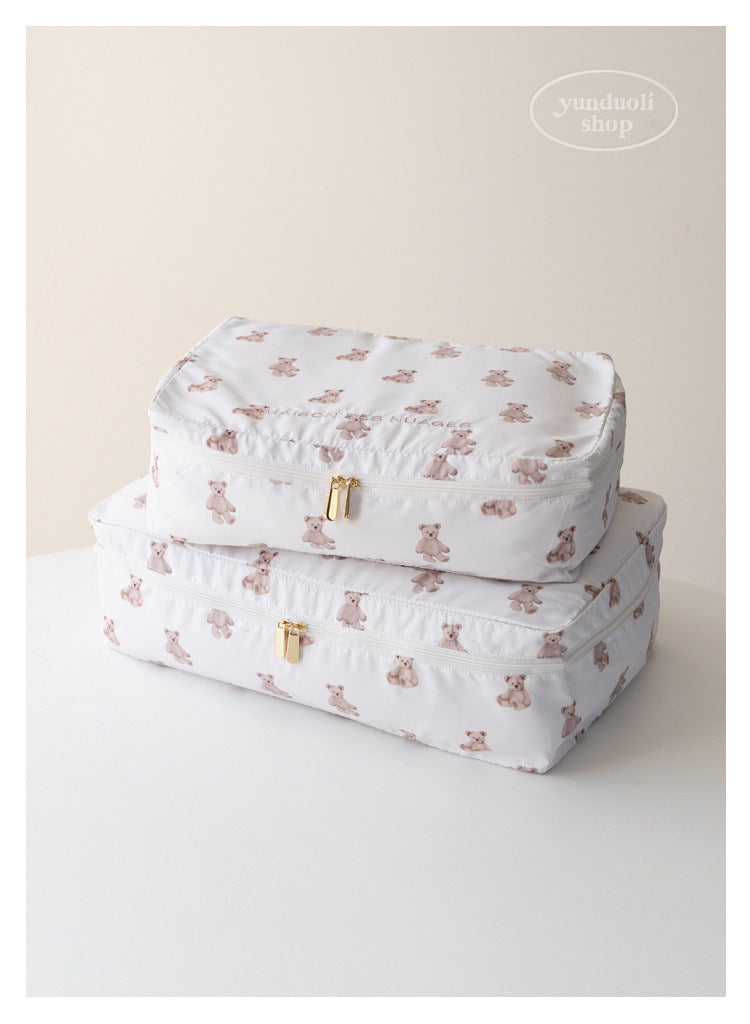 Soft, Cute and Adorable Cartoon Bear-Themed Travel Storage Set: Lightweight Storage Bags for Clothes and Underwear