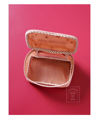 Sweet Fairycore Mesh Square Cosmetic Bag - Heart Embroidery Multi-Purpose Storage Bag