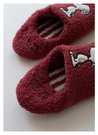 Fluffy Fleece Cartoon Snoopy Couple Slippers - Autumn Winter Warm Non-Slip Indoor Shoes