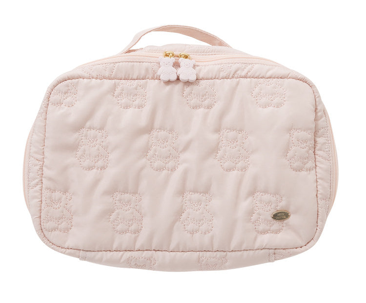 Cartoon Cute Embroidered Bear Soft Lightweight Handheld Makeup Bag - Multi-Purpose Travel Storage Organizer