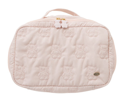 Cartoon Cute Embroidered Bear Soft Lightweight Handheld Makeup Bag - Multi-Purpose Travel Storage Organizer