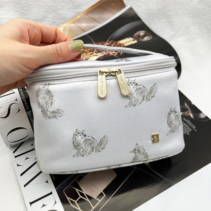 Persian Cat Print Series: Mini Barrel Bag, Makeup Pouch & Tissue Case Set