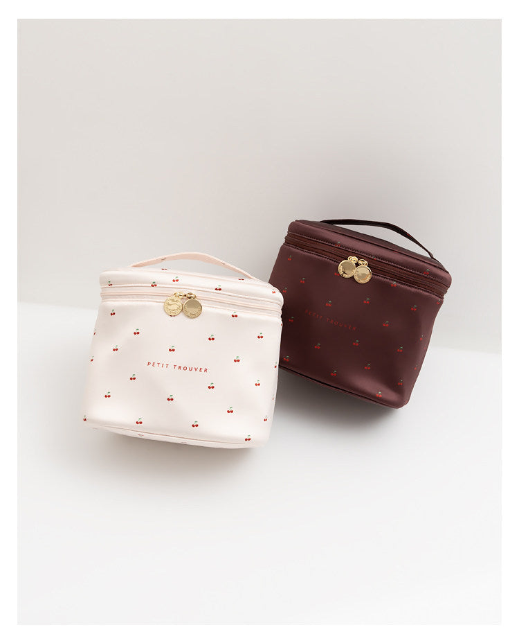 PETIT TROUVER Sweet Lovely Small Chttps://admin.shopify.com/store/abb665-90/productsherry Makeup Organizer - Handheld Bucket Style Cosmetic Storage Pouch