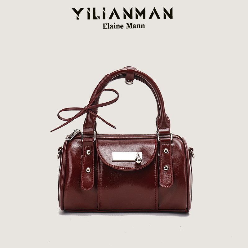 Versatile Vintage Boston Bag for Women, Premium Textured Stylish Small Shoulder Bag, Multi-Wear Daily Crossbody Bag