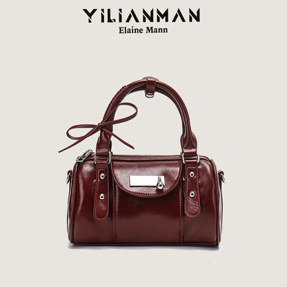 Versatile Vintage Boston Bag for Women, Premium Textured Stylish Small Shoulder Bag, Multi-Wear Daily Crossbody Bag