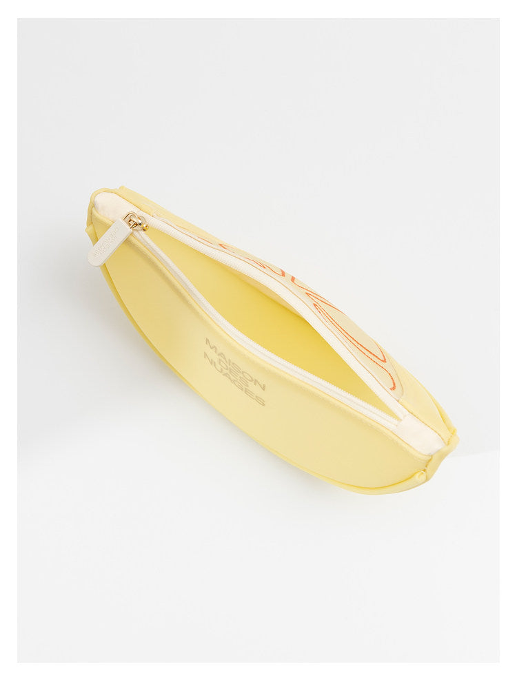 Fresh Minimalist Cartoon Fruit Shaped Semicircular Cosmetic Bag - Cute Watermelon & Pomelo Themed Makeup Pouch