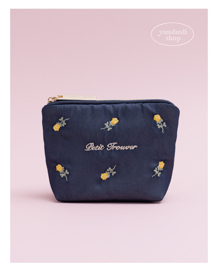 Japanese - Style Sweet & Cute Rose Embroidery Mesh Portable Sanitary Pad & Tissue Pouch