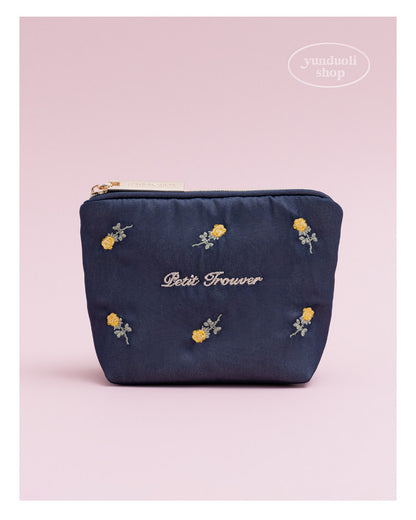 Japanese - Style Sweet & Cute Rose Embroidery Mesh Portable Sanitary Pad & Tissue Pouch