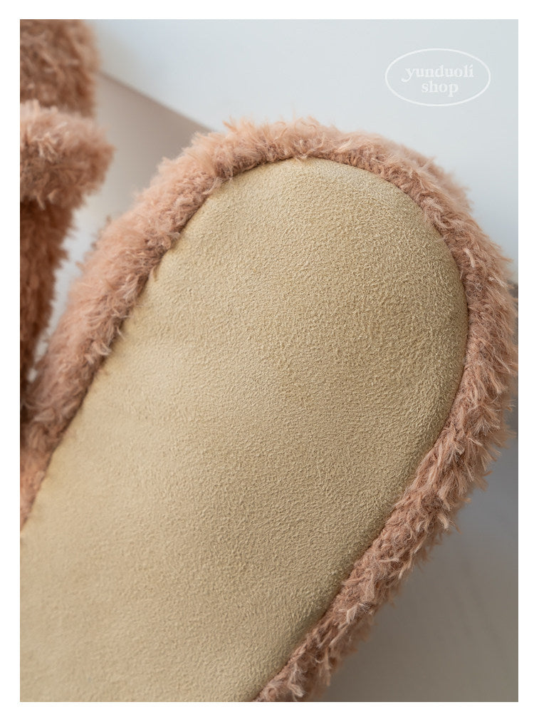 Cozy Plush Cartoon Bear Slippers for Couples, Fluffy Fleece Winter & Autumn Home Warmth Slippers
