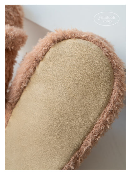 Cozy Plush Cartoon Bear Slippers for Couples, Fluffy Fleece Winter & Autumn Home Warmth Slippers