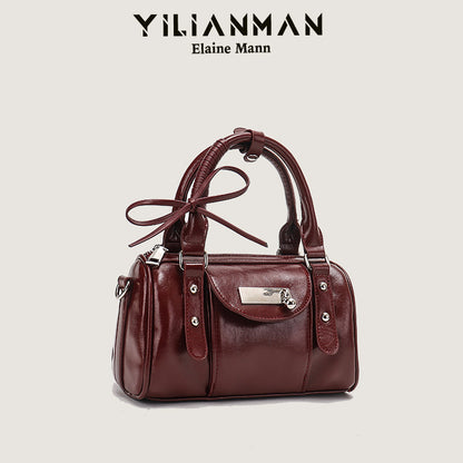 Versatile Vintage Boston Bag for Women, Premium Textured Stylish Small Shoulder Bag, Multi-Wear Daily Crossbody Bag
