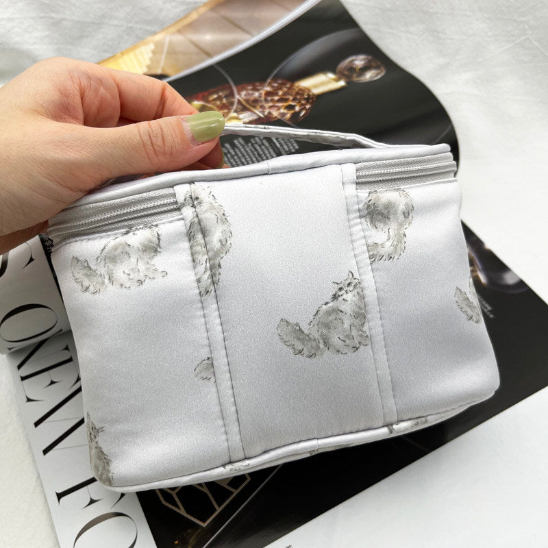 Persian Cat Print Series: Mini Barrel Bag, Makeup Pouch & Tissue Case Set