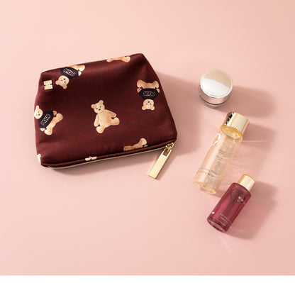 Japanese Style Cuddly Cute Cartoon Bear Mini Cosmetic Bag - 3-in-1 Lipstick & Sanitary Pad Storage Pouch