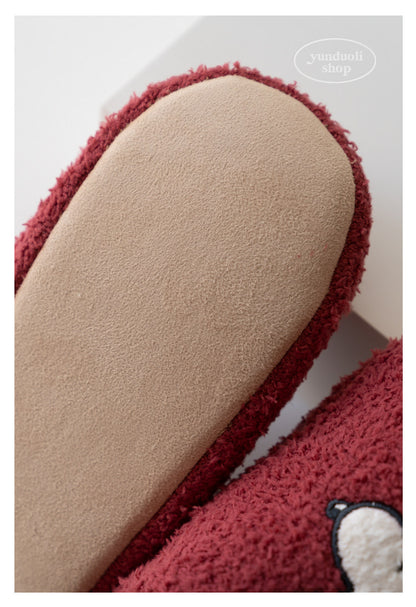 Fluffy Fleece Cartoon Snoopy Couple Slippers - Autumn Winter Warm Non-Slip Indoor Shoes