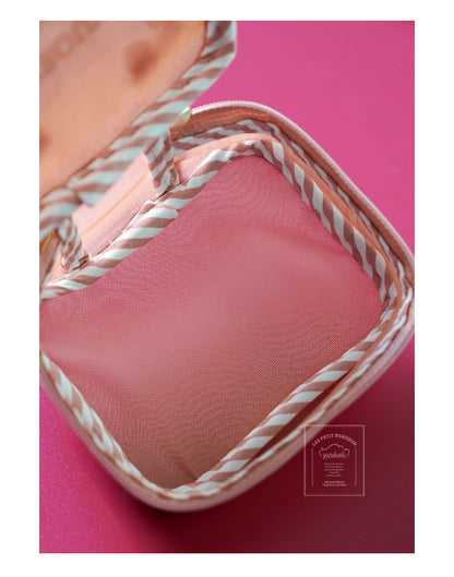 Sweet Fairycore Mesh Square Cosmetic Bag - Heart Embroidery Multi-Purpose Storage Bag