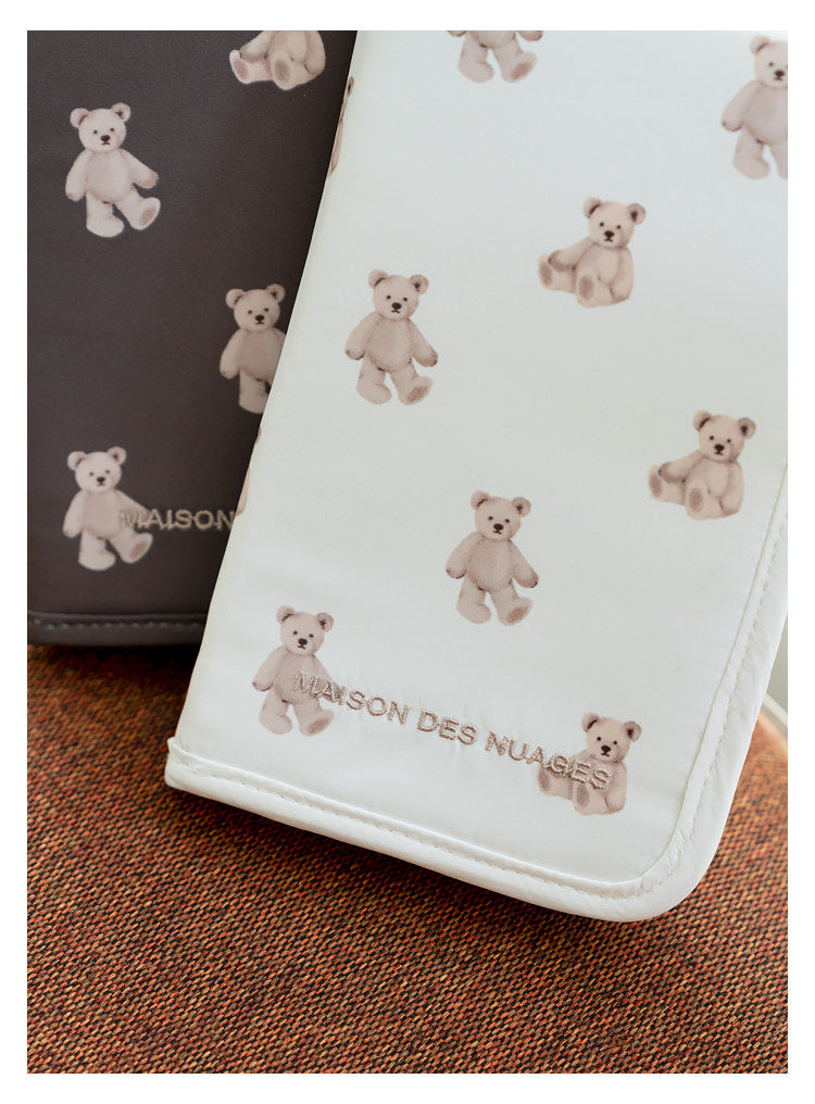 Soft & Cute Cartoon Bear Print Travel Passport, Document & Card Organizer