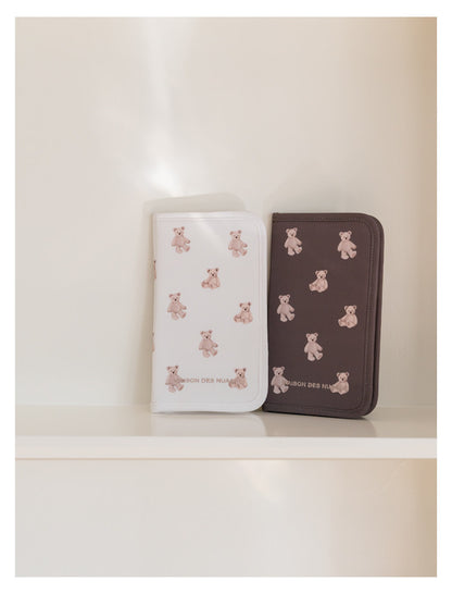 Soft & Cute Cartoon Bear Print Travel Passport, Document & Card Organizer