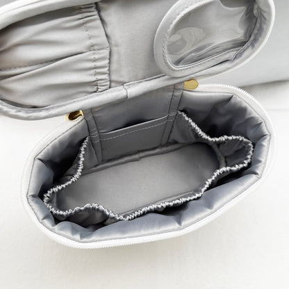 Aloof Cats & Cute Dogs Print Mini Handled Makeup Barrel Bag - Animal Print Organizer Pouch