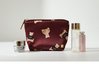 Japanese Style Cuddly Cute Cartoon Bear Mini Cosmetic Bag - 3-in-1 Lipstick & Sanitary Pad Storage Pouch