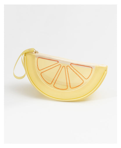 Fresh Minimalist Cartoon Fruit Shaped Semicircular Cosmetic Bag - Cute Watermelon & Pomelo Themed Makeup Pouch