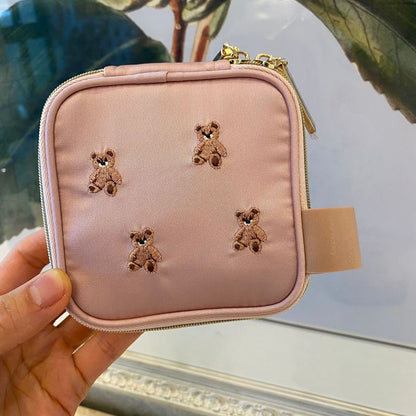Petit Secret PETIT TROUVER Mini Bear Embroidered Storage Case Makeup Bag