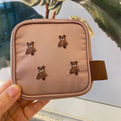 Petit Secret PETIT TROUVER Mini Bear Embroidered Storage Case Makeup Bag