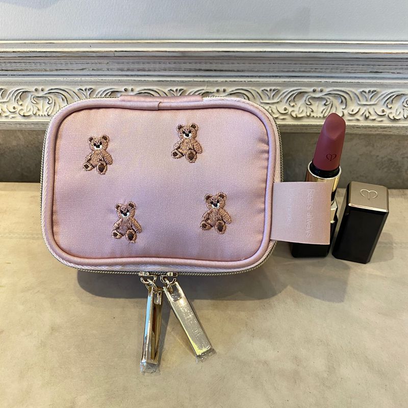 Petit Secret PETIT TROUVER Mini Bear Embroidered Storage Case Makeup Bag