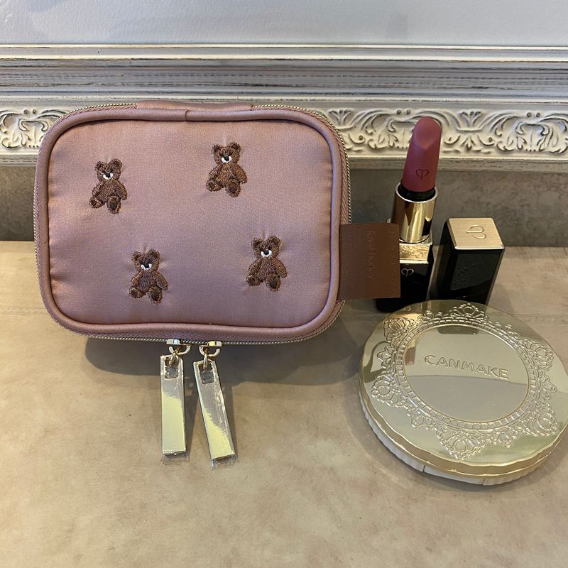 Petit Secret PETIT TROUVER Mini Bear Embroidered Storage Case Makeup Bag