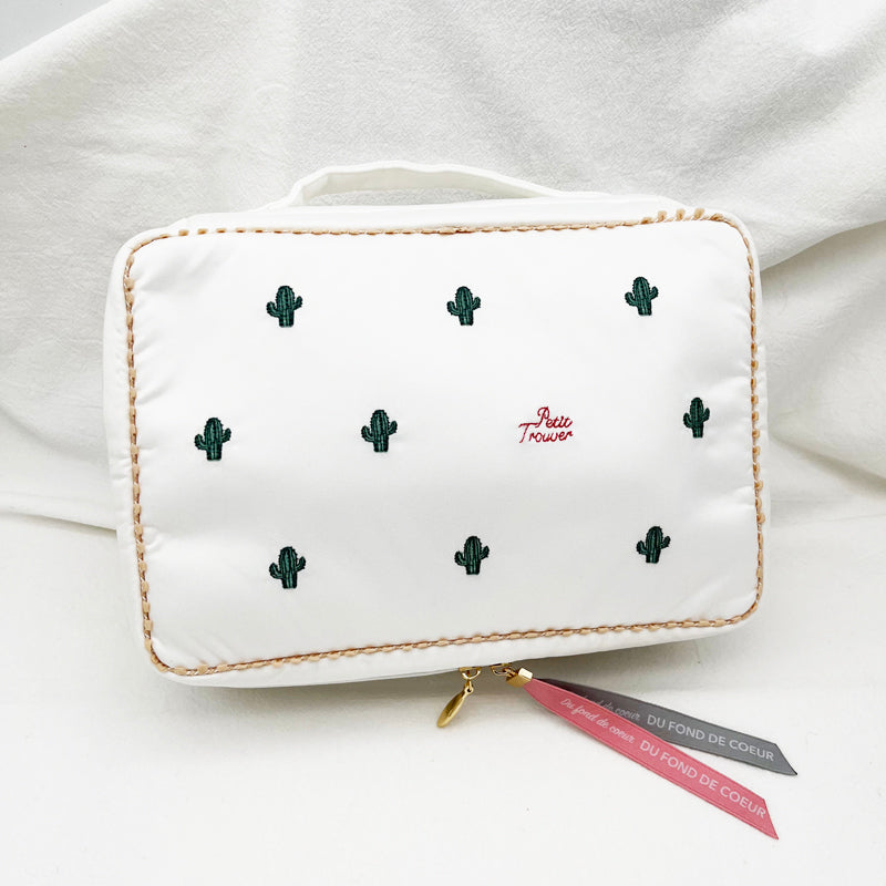 Petit Secret PETIT TROUVER Little Cactus Embroidered Makeup Bag/Travel Organizer Bag