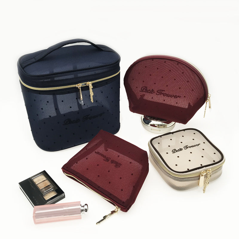Petit Secret PETIT TROUVER Polka Dot Mesh Vanity Pouch