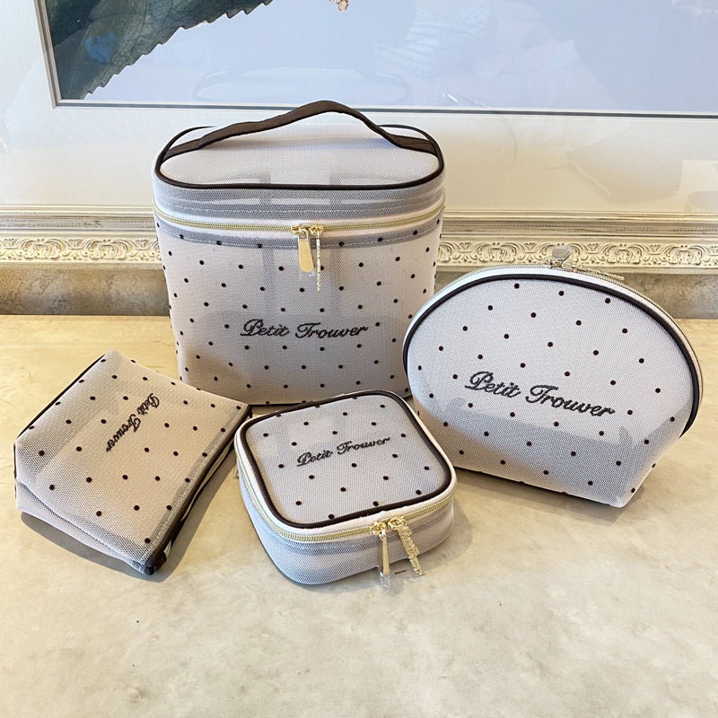 Petit Secret PETIT TROUVER Polka Dot Mesh Vanity Pouch