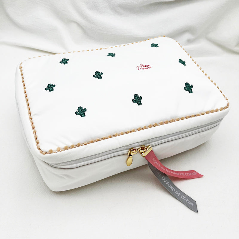 Petit Secret PETIT TROUVER Little Cactus Embroidered Makeup Bag/Travel Organizer Bag