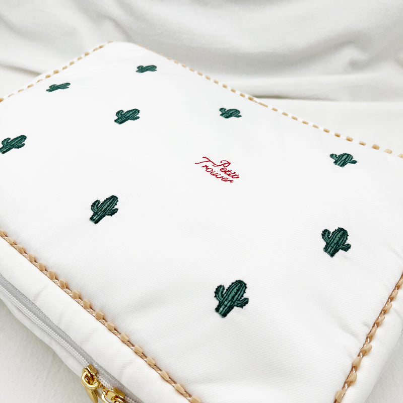 Petit Secret PETIT TROUVER Little Cactus Embroidered Makeup Bag/Travel Organizer Bag