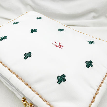 Petit Secret PETIT TROUVER Little Cactus Embroidered Makeup Bag/Travel Organizer Bag