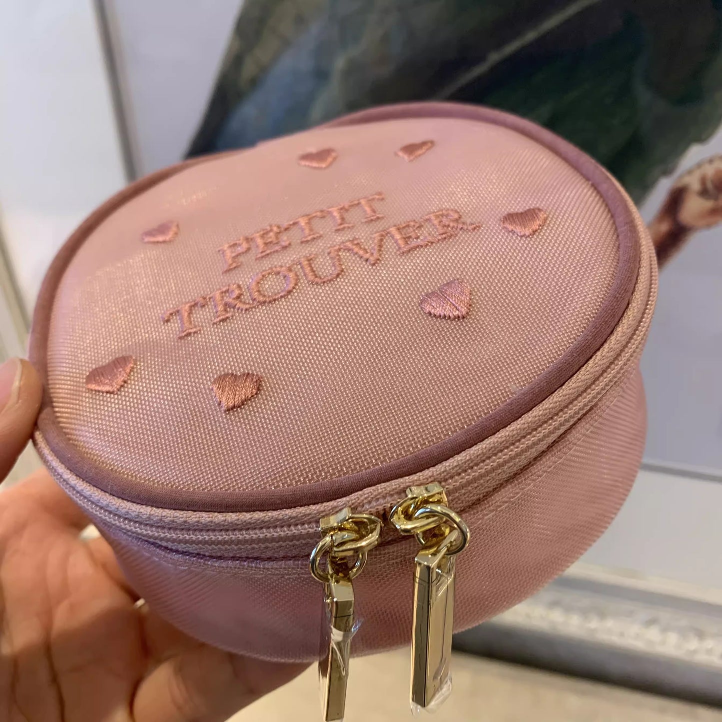 Petit Secret PETIT TROUVER Embroidered Hearts Travel Case Makeup Bag