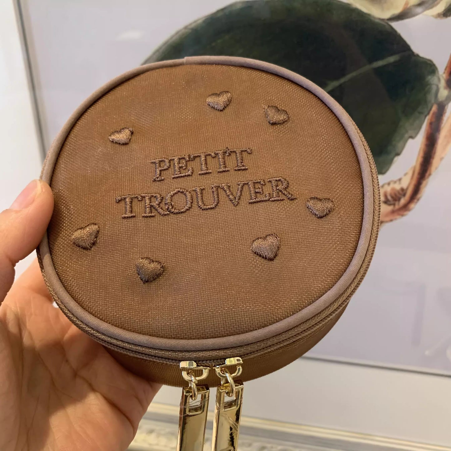 Petit Secret PETIT TROUVER Embroidered Hearts Travel Case Makeup Bag