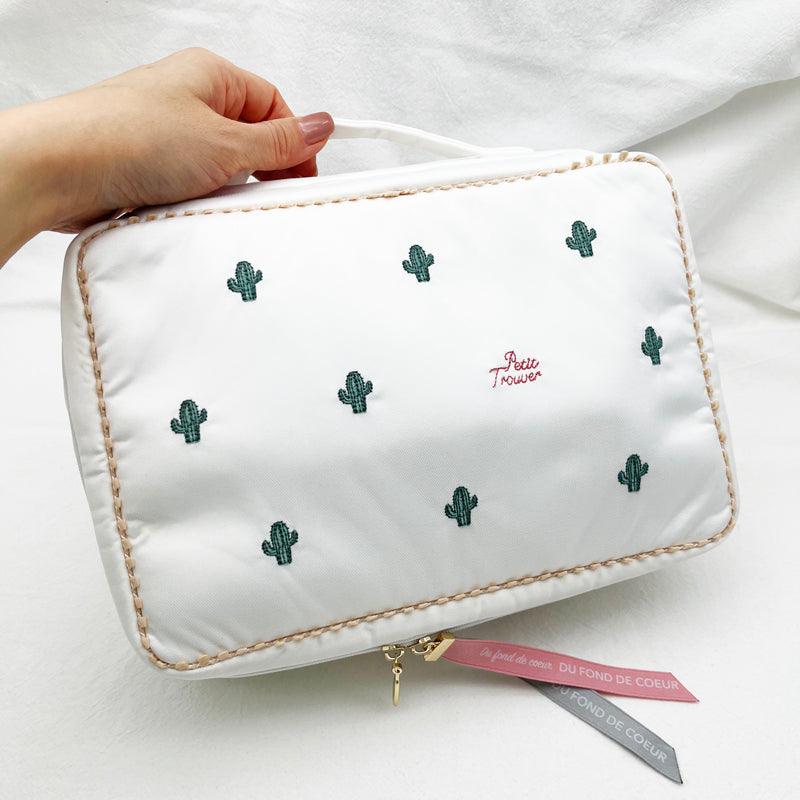 Petit Secret PETIT TROUVER Little Cactus Embroidered Makeup Bag/Travel Organizer Bag