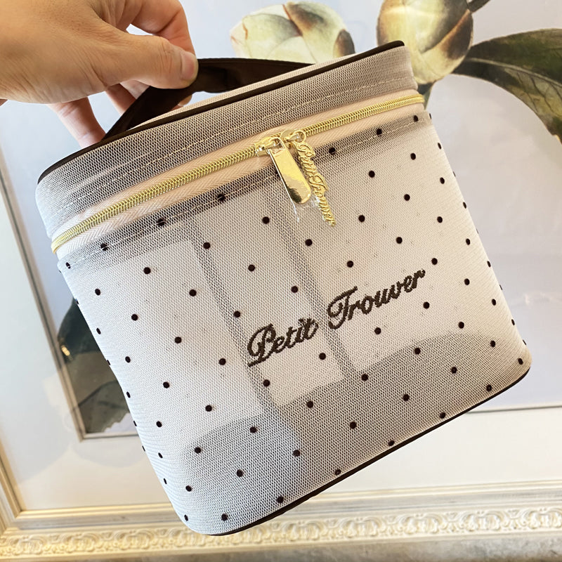 Petit Secret PETIT TROUVER Polka Dot Mesh Vanity Pouch