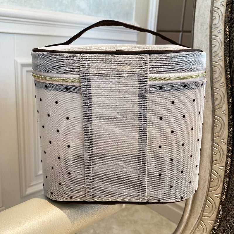 Petit Secret PETIT TROUVER Polka Dot Mesh Vanity Pouch