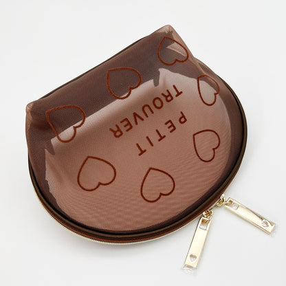 Petit Secret PETIT TROUVER Heart-shaped Velvet Mesh Cosmetic Storage Bag