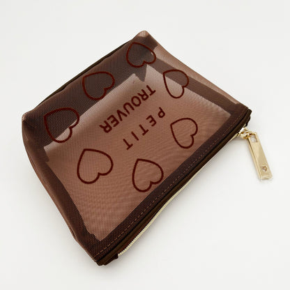 Petit Secret PETIT TROUVER Heart-shaped Velvet Mesh Cosmetic Storage Bag