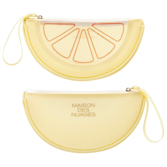 Fresh Minimalist Cartoon Fruit Shaped Semicircular Cosmetic Bag - Cute Watermelon & Pomelo Themed Makeup Pouch