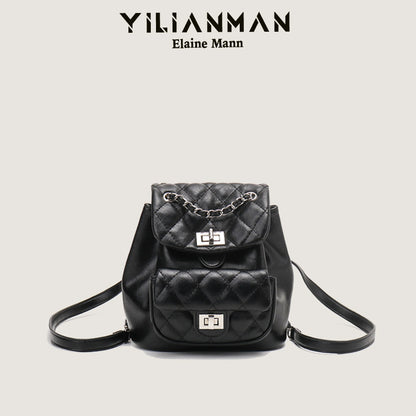New Arrival Quilted Pattern Chain Backpack for Women, Niche Unique Design Small Shoulder Backpack, Multi-purpose Stylish Top Handle Bag