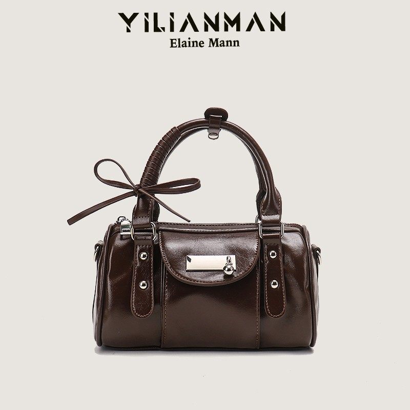 Versatile Vintage Boston Bag for Women, Premium Textured Stylish Small Shoulder Bag, Multi-Wear Daily Crossbody Bag