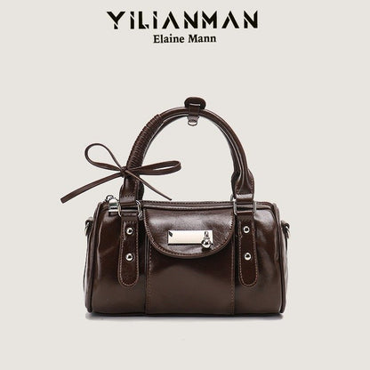 Versatile Vintage Boston Bag for Women, Premium Textured Stylish Small Shoulder Bag, Multi-Wear Daily Crossbody Bag