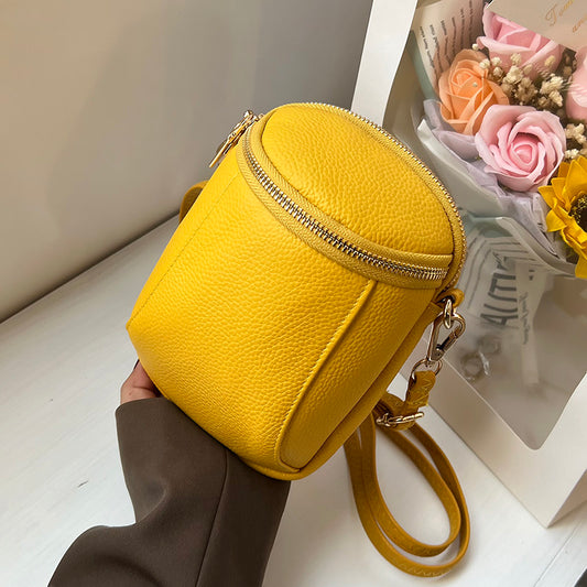 Women's Genuine Cowhide Leather Mini Bag, Trendy Versatile Soft Shoulder & Crossbody Bag, Multi-purpose Women's Cell Phone Bag with Soft Texture