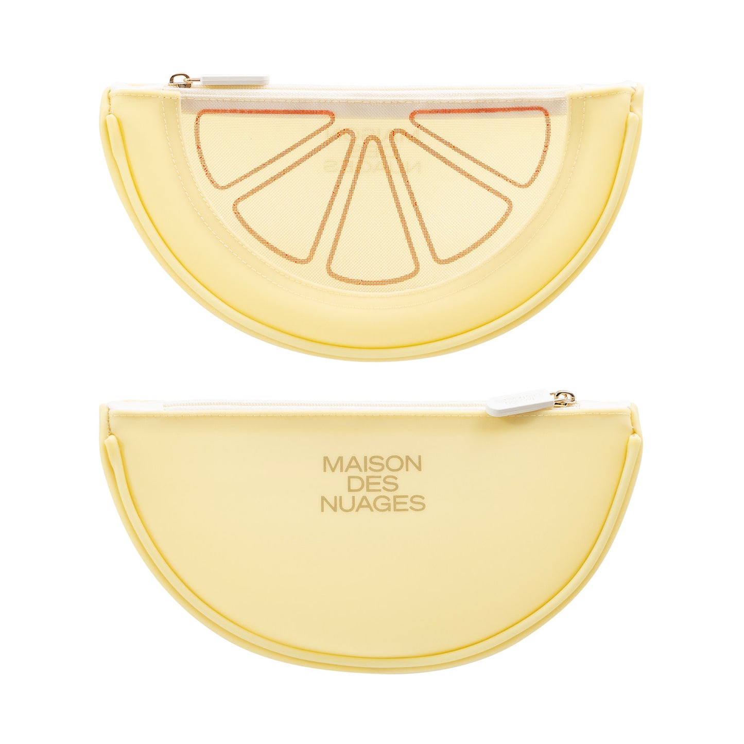 Fresh Minimalist Cartoon Fruit Shaped Semicircular Cosmetic Bag - Cute Watermelon & Pomelo Themed Makeup Pouch