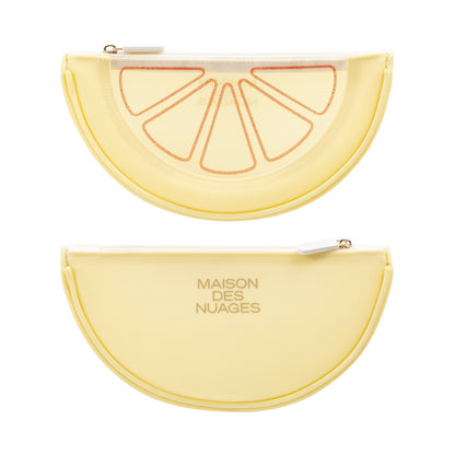 Fresh Minimalist Cartoon Fruit Shaped Semicircular Cosmetic Bag - Cute Watermelon & Pomelo Themed Makeup Pouch